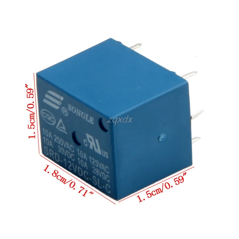 5 шт. контактов реле DC12V 10A высокая сила тока катушки PCB SRD 12VDC SL C Прямая