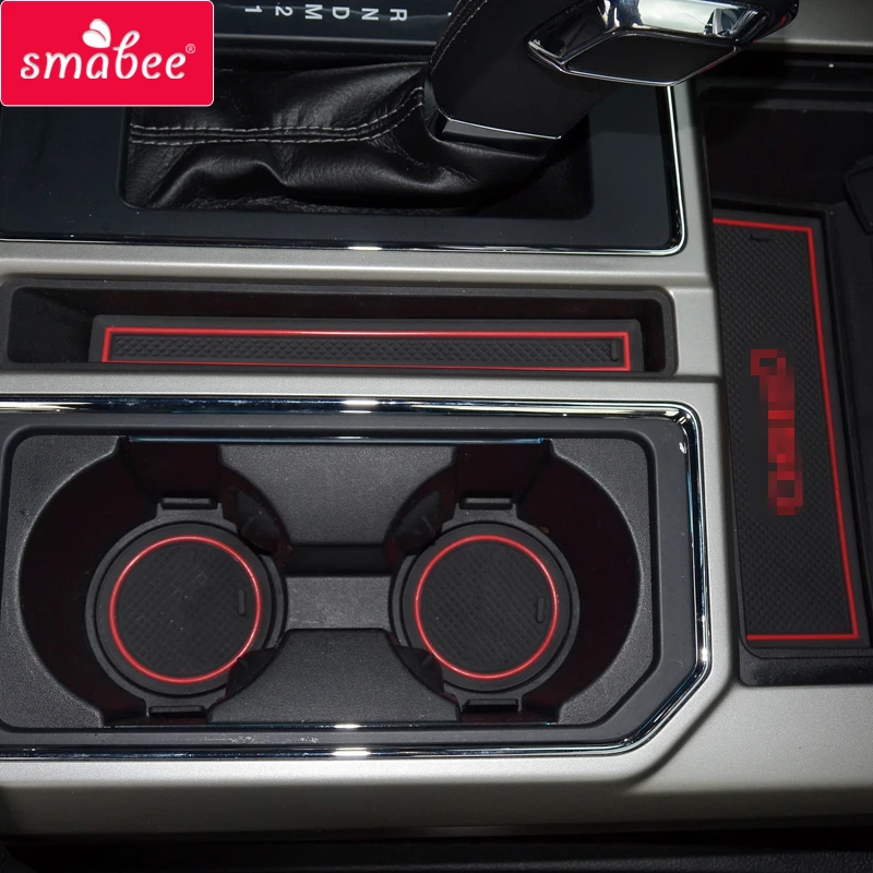 smabee Gate Slot Mats For FORD F150 RAPTOR 2015 2016 XLT LARIAT LIMITED PLATINUM BLACK Accessories Non-Slip Pad Door Groove Mat |