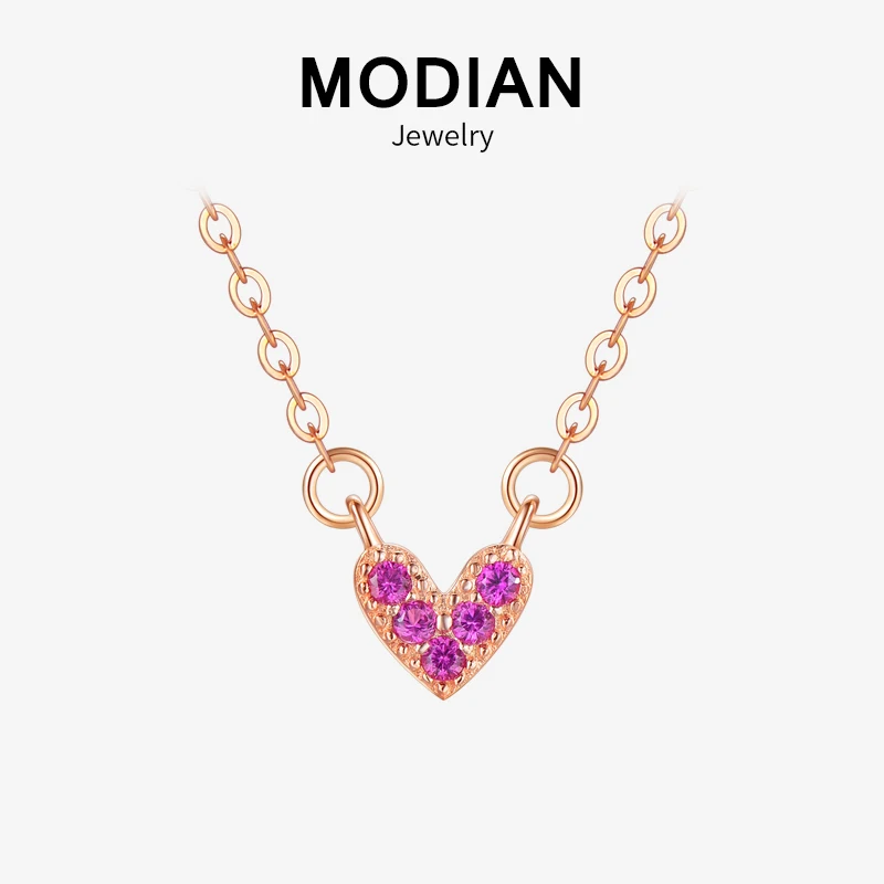 Modian 2019 новая распродажа 100% 925 стерлингового серебра розового сердца ожерелье