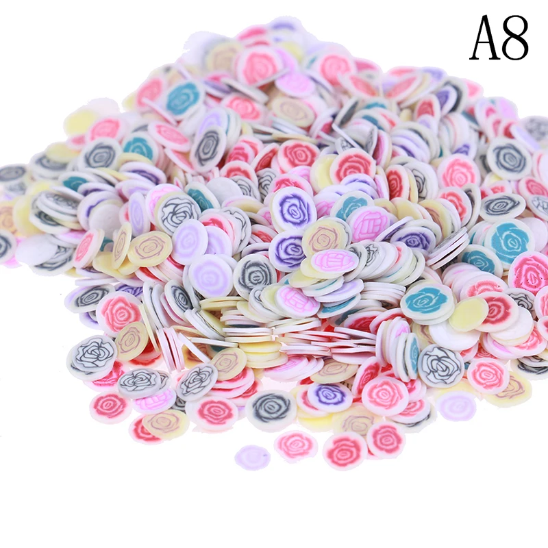 

1000Pcs DIY Clear Slime Clay Nail Jewelry Mobile Slime Diy Supplies Plasticine Addition Soft Ceramic Fruit Mixed Fruit Leaves