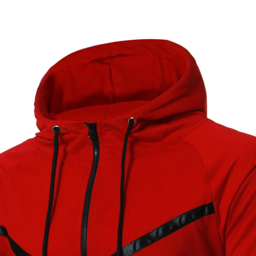

Vogue Winter Solid Color Mens' Long Sleeve Patchwork Hoodie Hooded Sweatshirt Tops Jacket Coat Outwear Roupas Masculina #AA