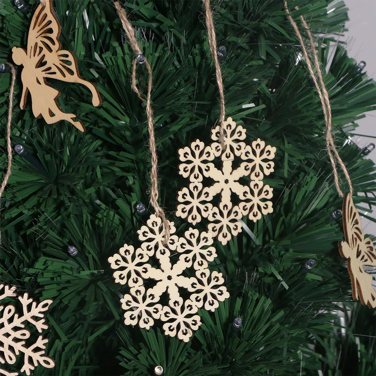 10 шт. гексагональной Рождество висит Украшения украшения деревянные Снежинка с