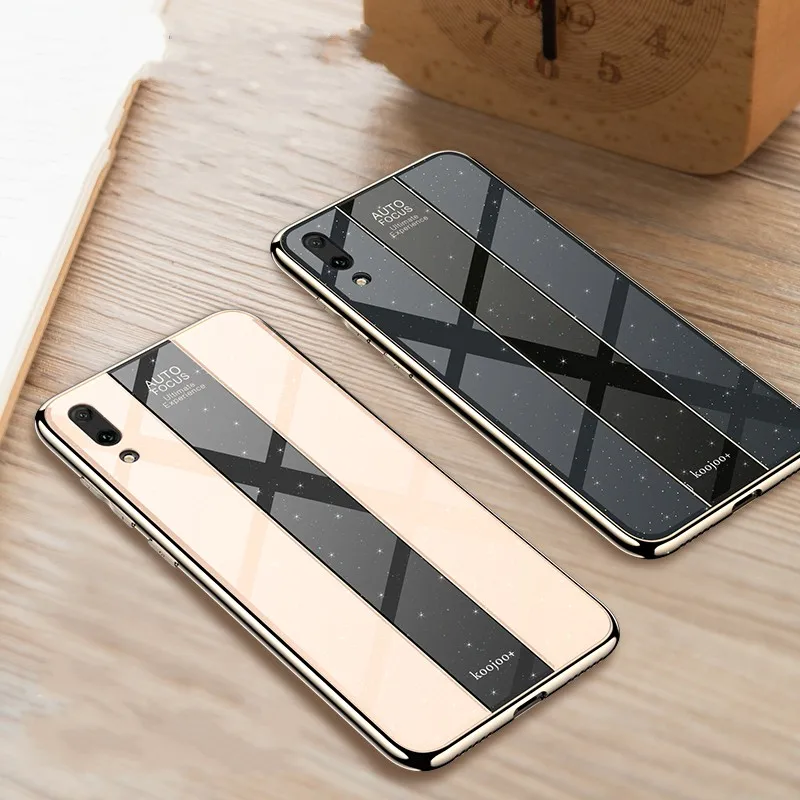 Чехол для Huawei Y7 Pro 2019 с гальваническим покрытием из мягкого органического стекла
