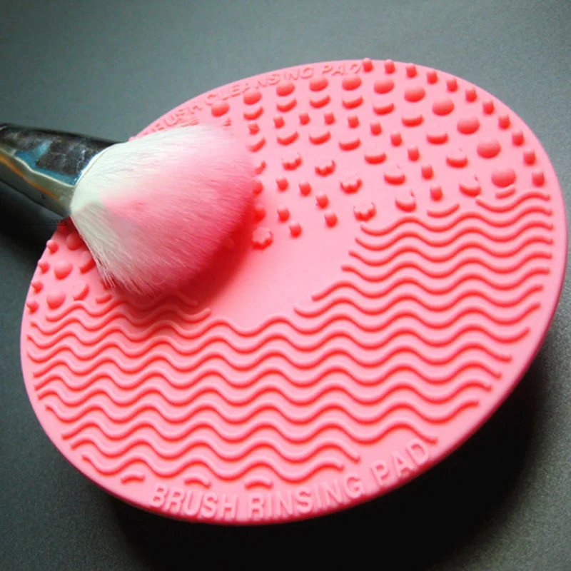 pink Силиконовая щетка для бровей, чистящая Кисть для макияжа, моющая подушечка, палитра, чистящий коврик, чистящая щетка, косметический инструмент для очистки макияжа - Handle Color: pink