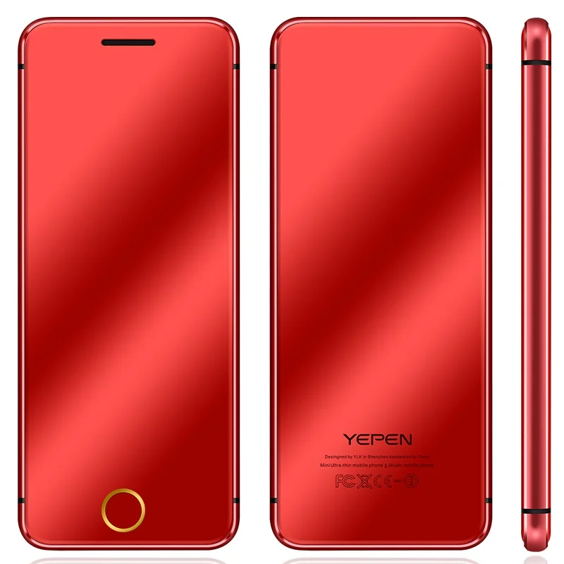 red YEPEN N2 Роскошный металлический корпус ультратонкий мини-карта Мобильный телефон Bluetooth Dialer наушники сотовый телефон двойное зеркало сенсорная клавиатура - Цвет: red