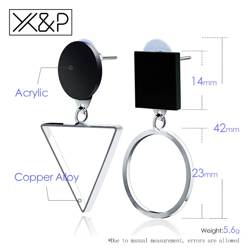 X & P модные роскошные Асимметричные геометрические Серебряные длинные висячие