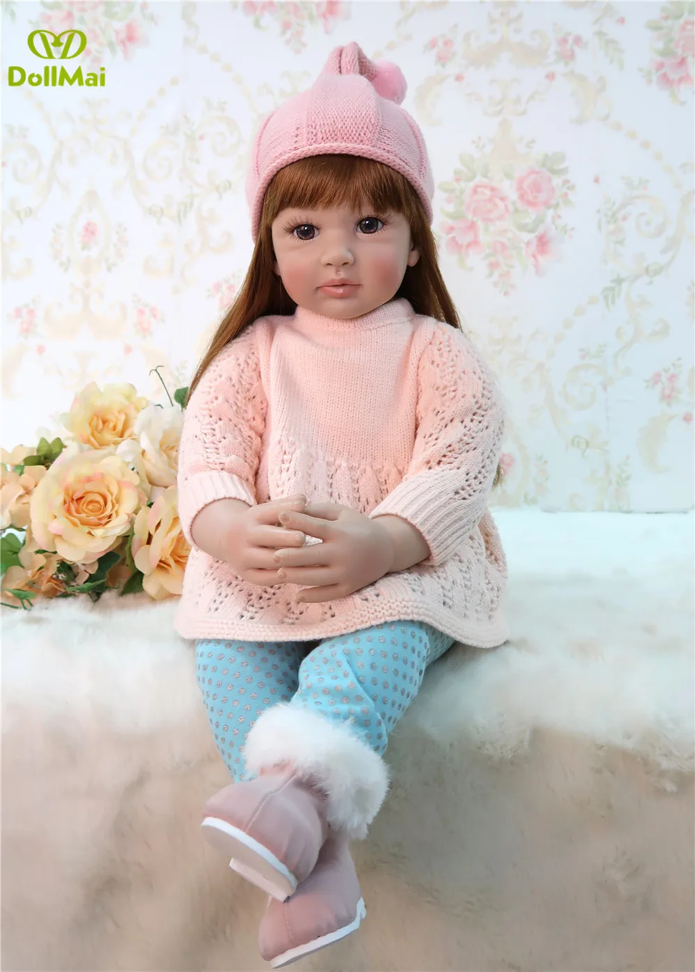Bebes Reborn Dolls de Silicone Girl хлопковое тело 60 см младенец Кукла реборн игрушки для детей Новорожденный ребенок bebe кукла rebon подарки