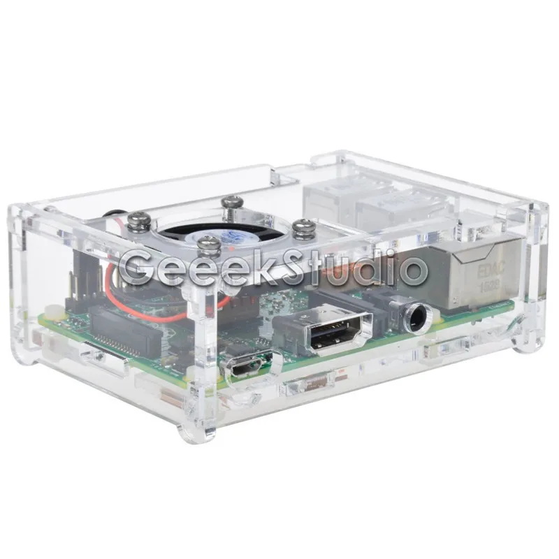 

Raspberry Pi 3 Model B Starter Kit with Acrylic Case Enclosure Shell + Cooling Fan + Copper Heatsink