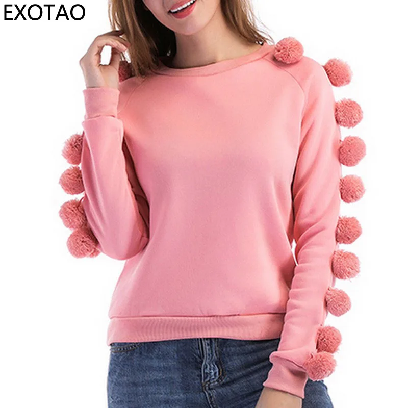 Exotao Hairball Украшенные Единорог спортивный костюм для Для женщин с длинным рукавом o