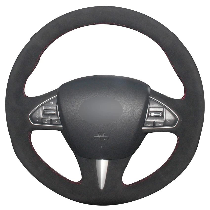 

Black Suede Car Steering Wheel Cover for Infiniti Q50 2014 2015 QX50 2015