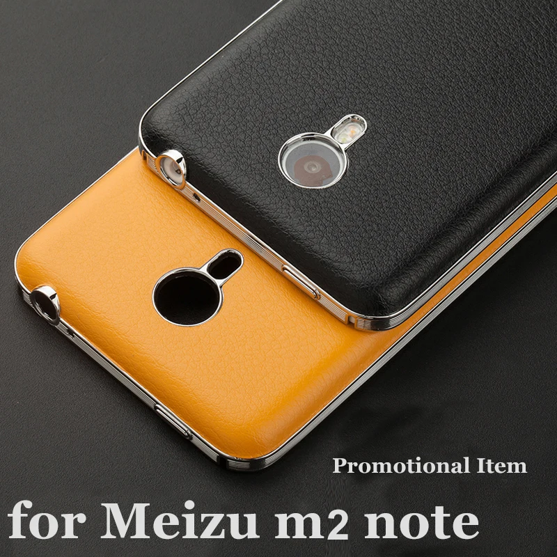New arrival 7 Color,Top Quality Luxury leather Back cover For meizu m2 note case with electroplate PC frame