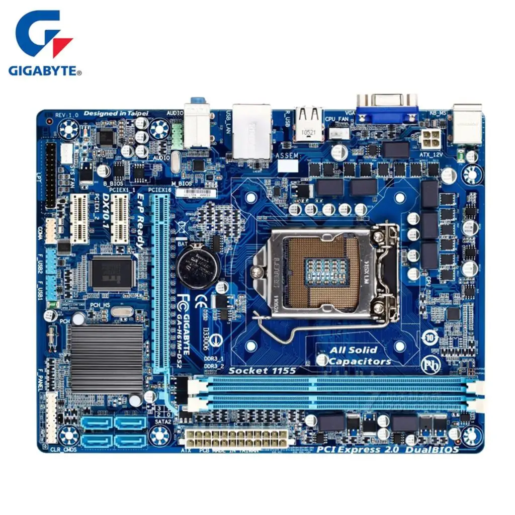 Материнская плата Gigabyte LGA 1155 DDR3 16 ГБ для Intel H61 материнская настольного ПК SATA II