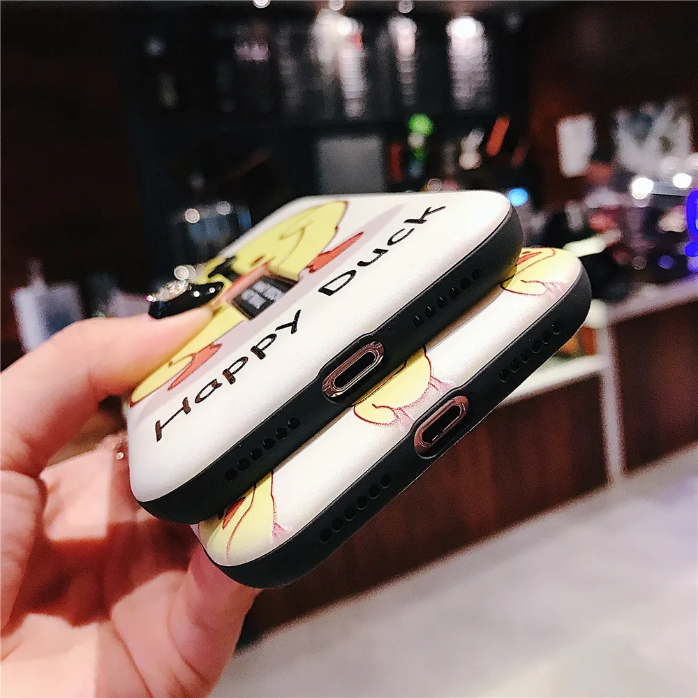 3D Relief Yellow Duck Case For iPhone X XS MAX XR 6 6S 7 8Plus Fashion Ring Grip Hide Stand Holder Cover Cartoon Phone |