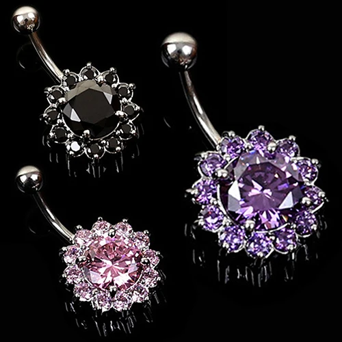 Hot Cubic Zirconia Flower Crystal Rhinestone Navel Barbell Belly Ring Body Piercing 6KN5 7EVO BE4S |