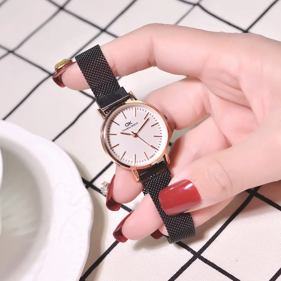 small black Relogio Feminino, женские часы с магнитом, женские часы, розовое золото, наручные часы, повседневная молодежная мода, тренд, простые женские часы, reloj mujer - Цвет: small black