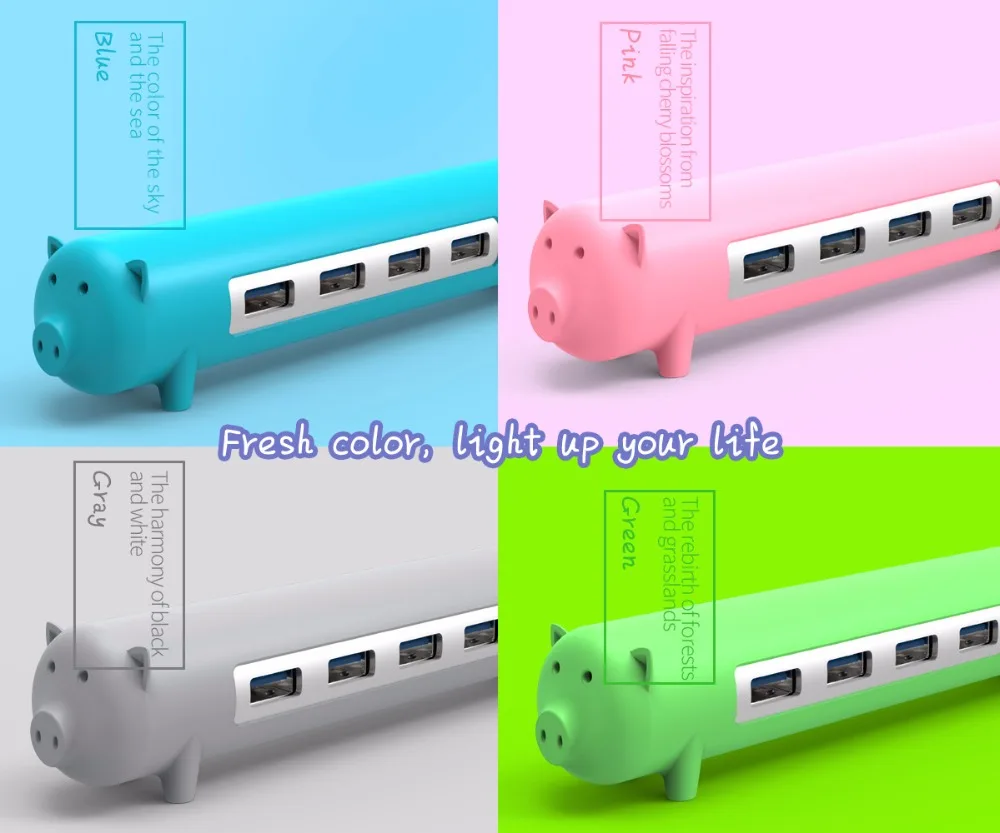 ORICO, 4 порта, USB 3,0, милый, в форме животного, концентратор, 5 Гбит/с, с функцией OTG, 100, кабель с датой, алюминиевый сплав, силикон, для Mac/Windows/Linux