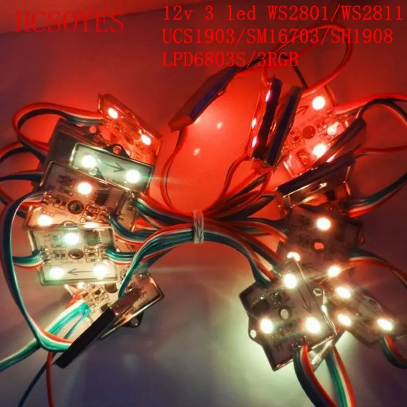 20 шт. 3 светодиода 5050 SMD Водонепроницаемый металл светодиодный модуль rgb пиксела