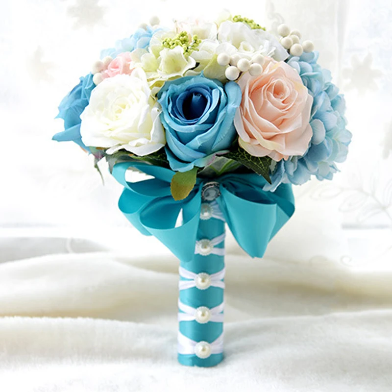 

REDJCK European Style Wedding Bride Bouquets Silk Rose Artificial Flowers Upscale Bridesmaid Bride Holding Flower Bouquet