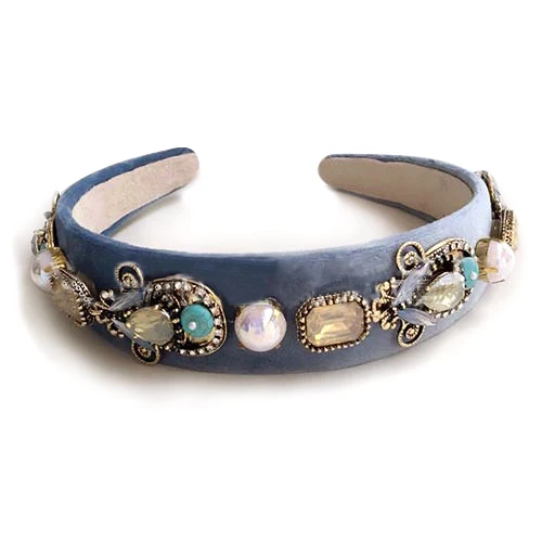 Vintage bridal headdress Gem Beads Women Flower Baroque Hairband Crystal Headband Bridal tocado boda headbands Jewelry|Украшения для