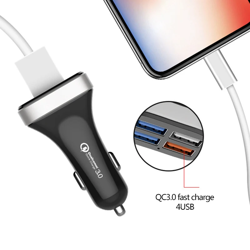 Автомобильное зарядное устройство Quick Charge 3 0 с 4 USB портами и адаптером для