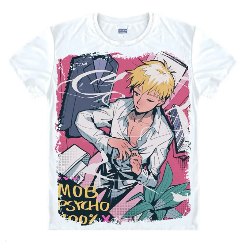 Футболка Mobu Saiko Hyaku Mob 100% хлопок с круглым вырезом летняя|tee top|tee teet-shirt anime |