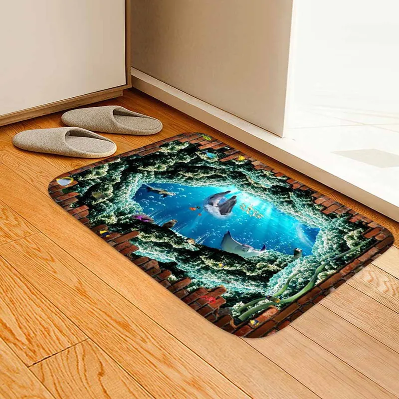 3D фланель супер мягкий ковер подводный с животным принтом Memory Foam коврик дом