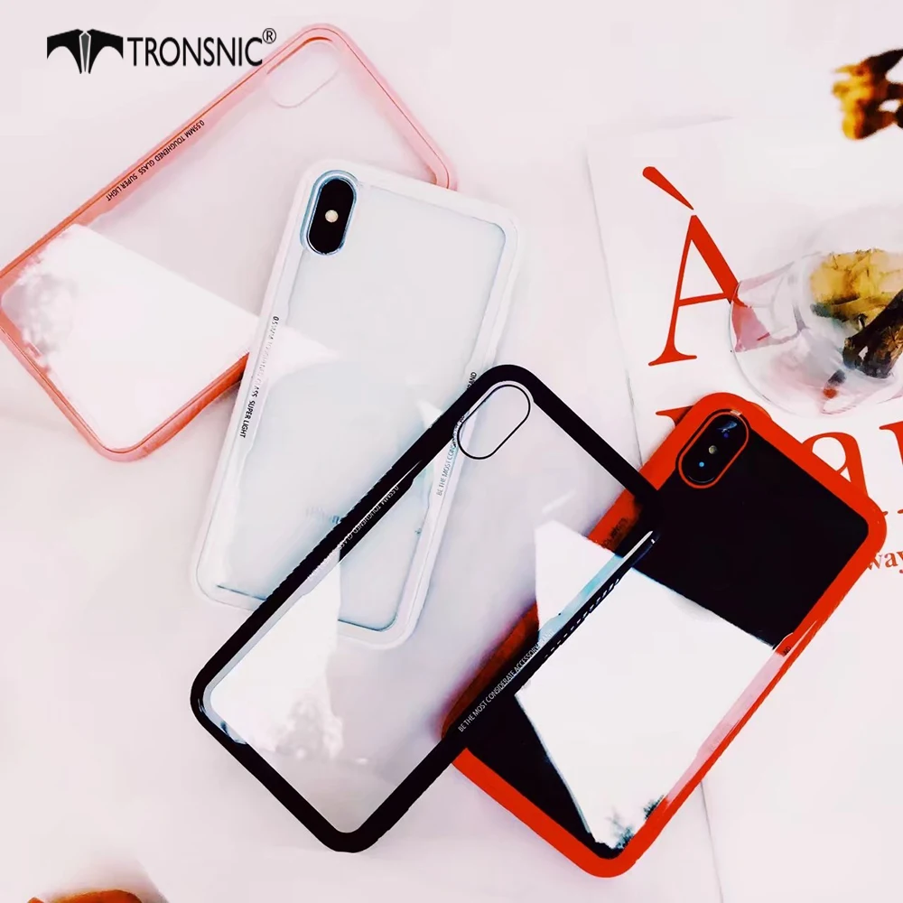 Стеклянный чехол Tronsnic для iPhone X Q легкий прозрачный 6S 6 7 8 Plus жесткий с белой