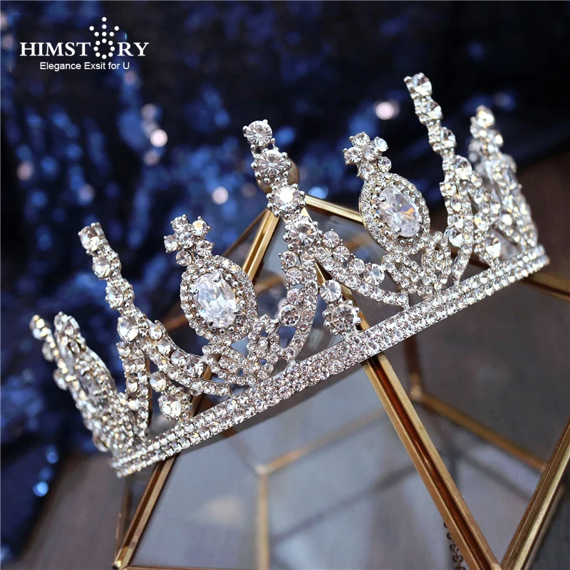 HIMSTORY роскошные сверкающие фианиты со стразами свадебная корона Тиара большие