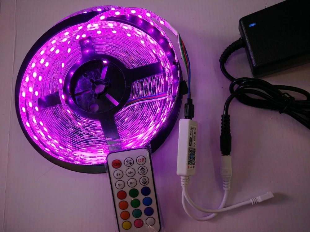 10 м/рулон 24 в 600 светодиодов RGB SMD5050 гибкая светодиодная лента + 21 ключ IOS и Android wifi
