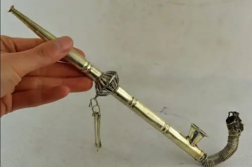 

Elaborate Chinese Old Collectibles Decorated Handwork Miao Silver Dragon Smoking Tool