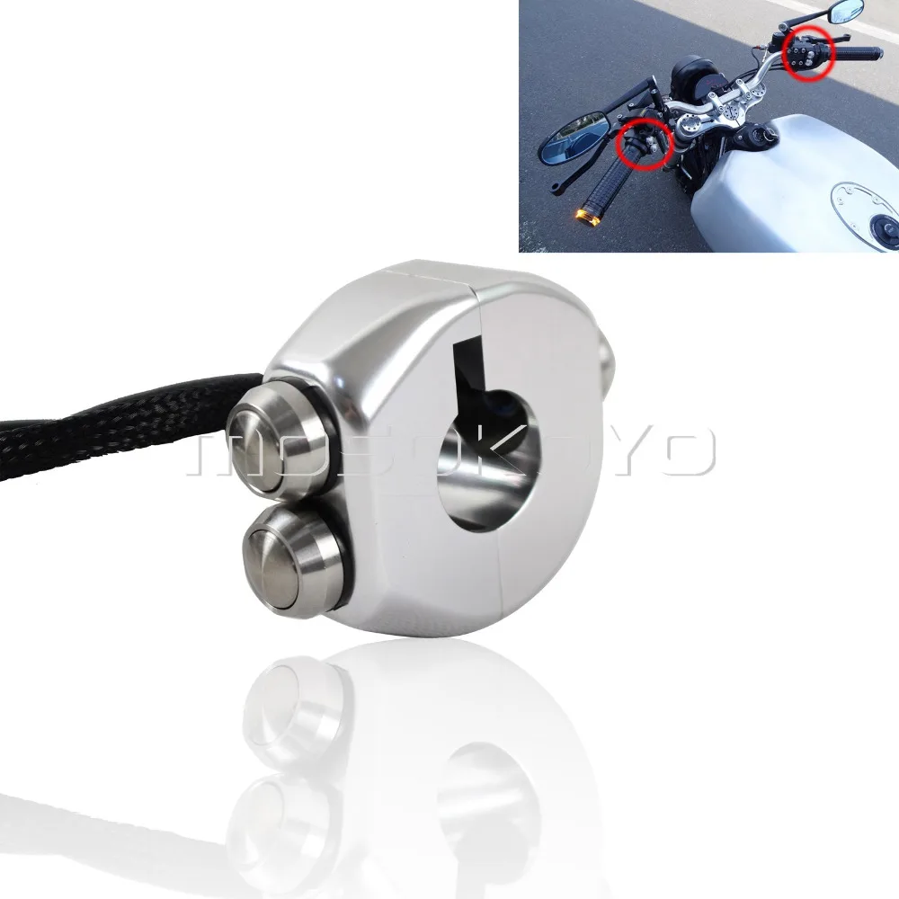 

Black Sliver 1" Handlebar 3 Push-Buttons Controls Switches On/Off M-Switch for Harley Chopper Bobber Cafe Racer 25mm Handle Bar