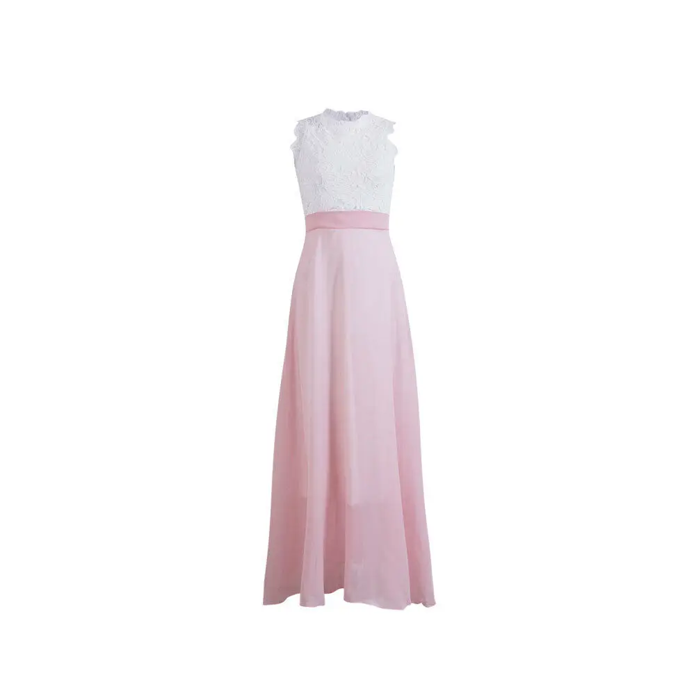 Новинка, стильное модное Горячее предложение, женское официальное кружевное длинное платье, вечерние платья для выпускного вечера, лоскутное платье без рукавов, официальное платье