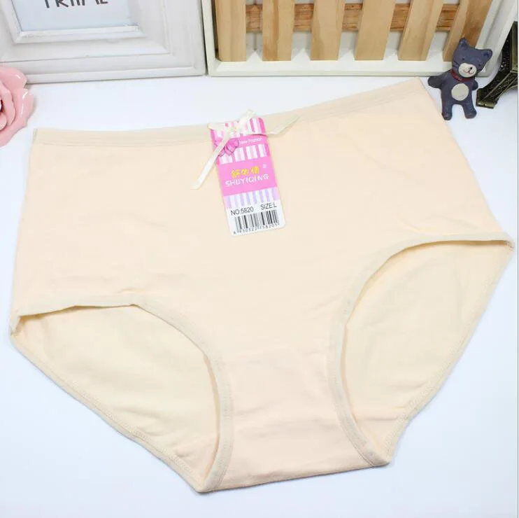 fleshcolor L-3XL со средней талией женское нижнее белье из хлопка с бантом бледно-голубого, абрикосового, желтого цвета R2 - Цвет: fleshcolor