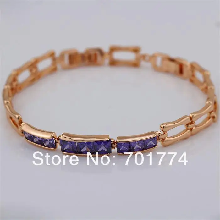 Желтый Позолоченные Асфальтовая Квадратные Аметист Фиолетовый CZ Кубический