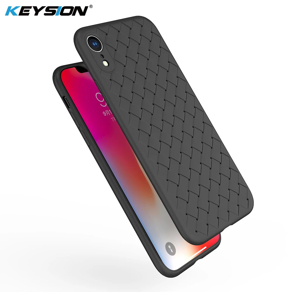 KEYSION Super Soft Phone Case For iPhone XR X Luxury Grid Weaving Cases XS Max Radiating Cover Silicone |