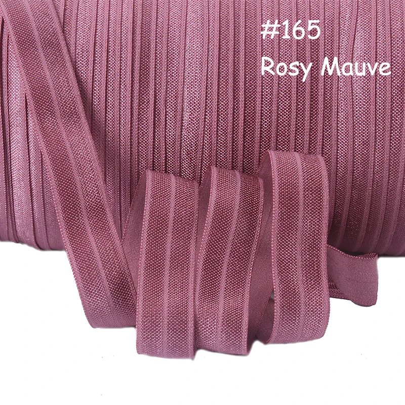 

(# 165) Rosy mauve solid color fold over elastic ribbons for wholesale