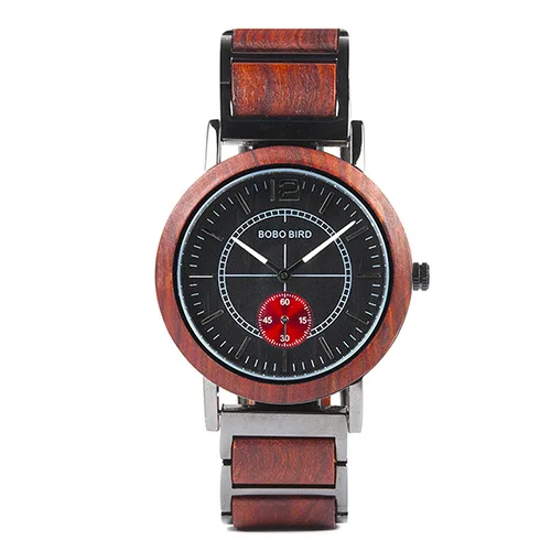 R12-2 Bobo Bird модная квадратная деревянная коробка для часов мужские японские Seiko Move Мужские t Уникальные Роскошные брендовые водонепроницаемые кварцевые наручные часы Подарки для мужчин - Цвет: R12-2