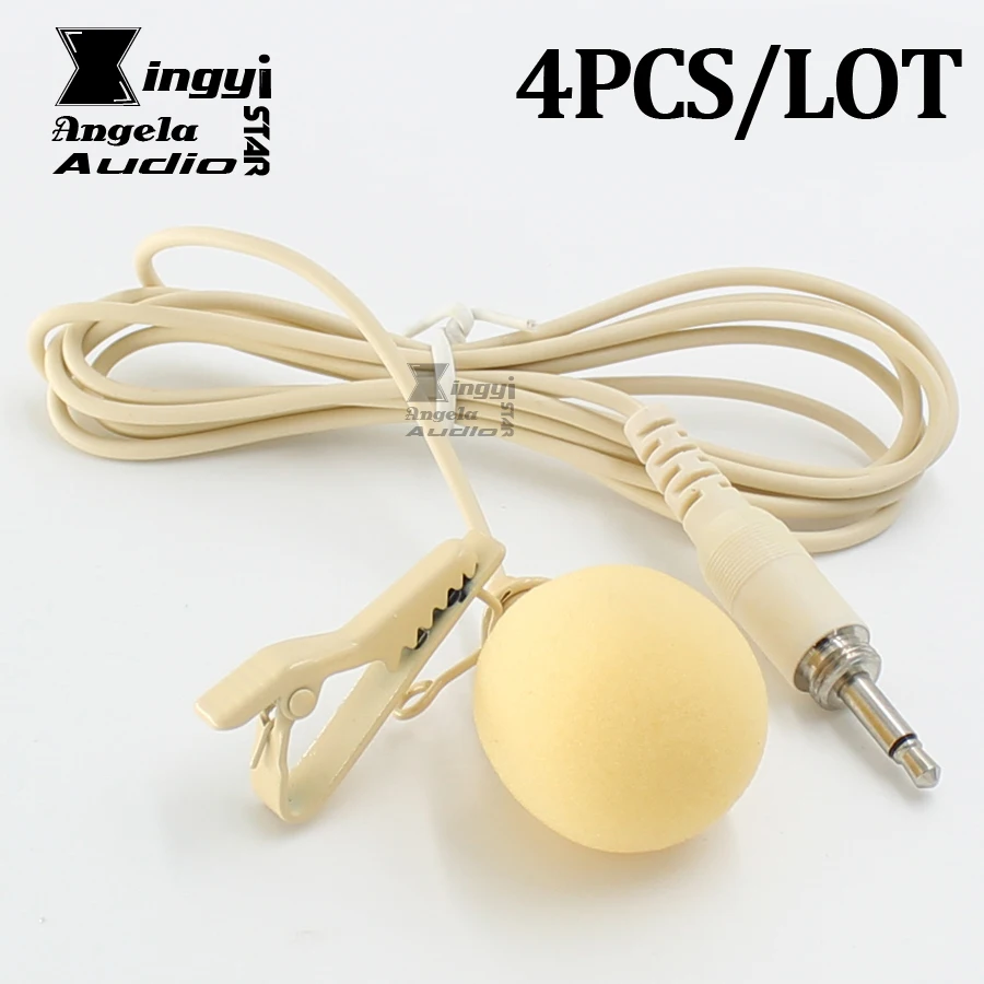 4 шт. бежевый конденсаторный петличный микрофон на зажиме лацкане с винтовой