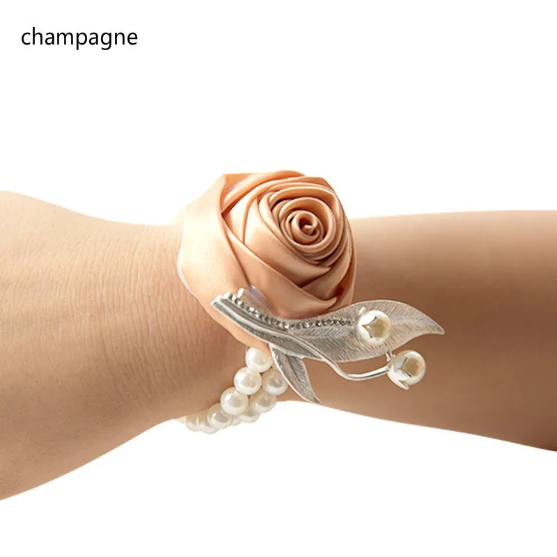 New Marry Decoration Rose Flowers Artificial Brooch Wrist Flower Bride Gift Wedding Decorations Fake Flores Bridesmaid's Bouquet