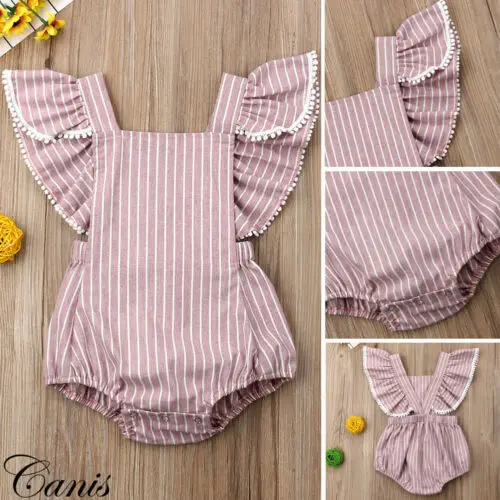 Fashion Baby Girl Rompers Cotton Newborn Bodysuit Stripe Girls Romper Jumpsuit Outfit Summer Clothes 0-24 Months 3B23 | Мать и ребенок