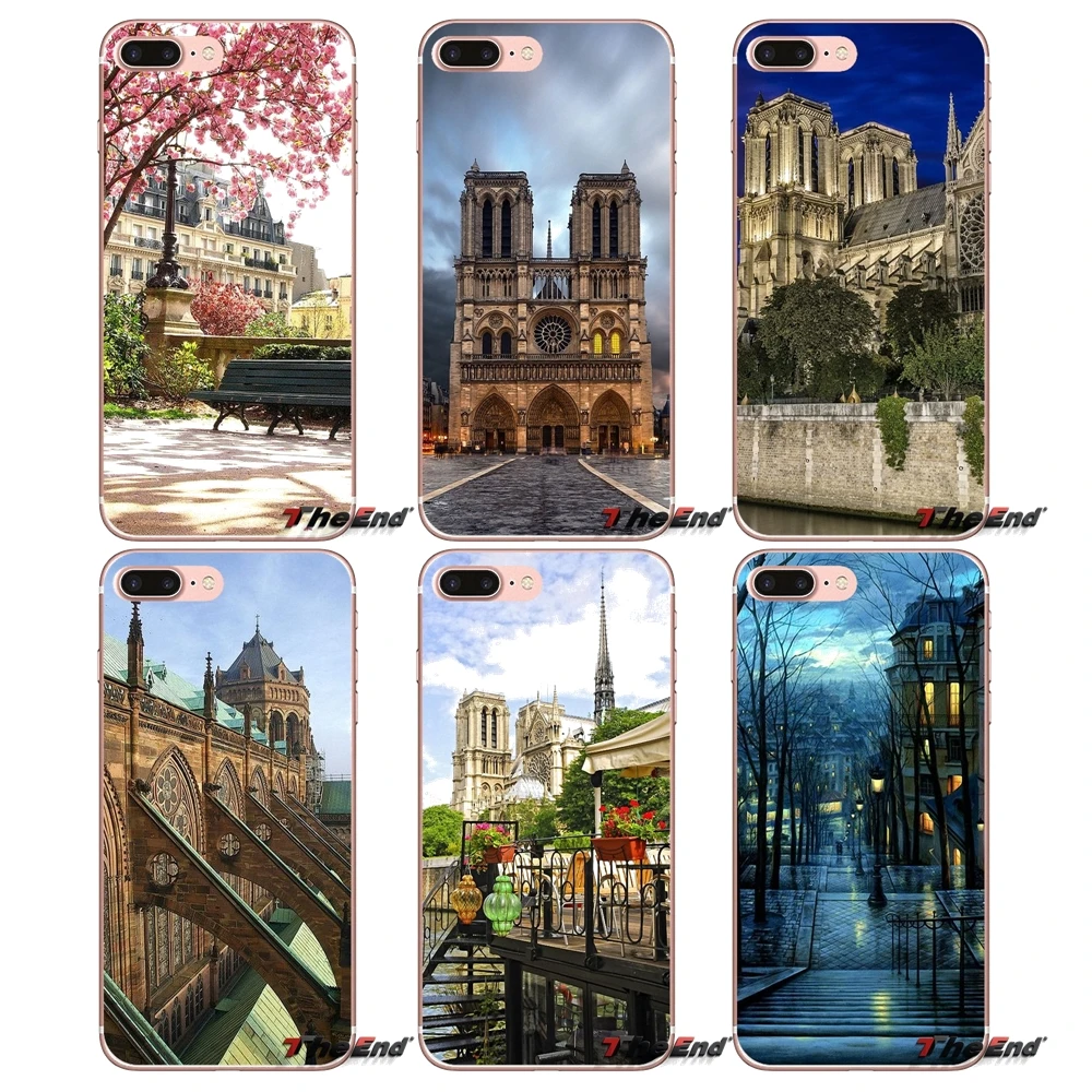 Мягкий чехол для iPhone X 4 4S 5 5S 5C SE 6 6S 7 8 Plus Samsung Galaxy J1 J3 J5 J7 A3 A5 2016 2017 Catedral de Notre Dame en Paris|case