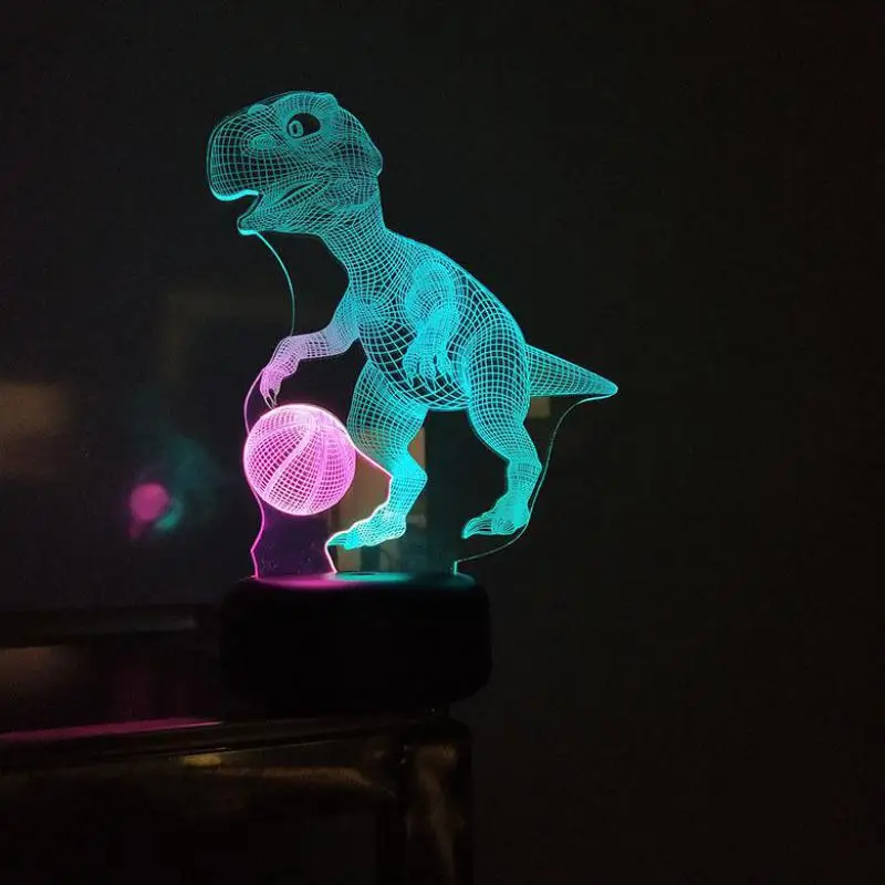 Новый светодиодный 3d динозавр игра в баскетбол ночное видение креативный