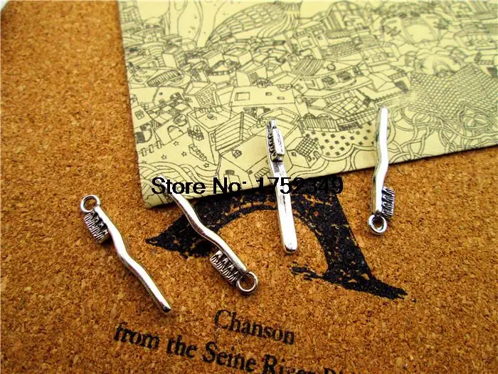 20 шт.-Античные тибетские серебряные подвески для зубных щеток, принадлежности для самостоятельного изготовления ювелирных изделий 30x13мм