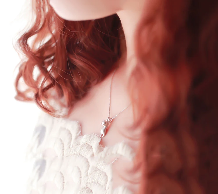 Женское колье из серебра 925 пробы с мультяшным котом|necklace silver necklace|925 sterling cat necklacecat