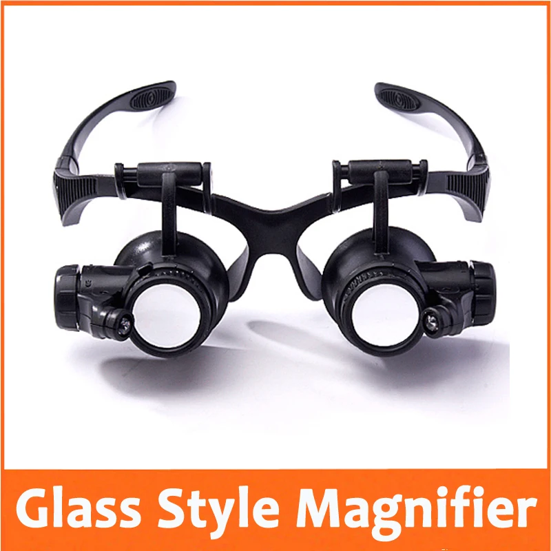 

10X 15X 20X 25X Illuminated Goggle Glasses Style Reading Repair Magnifier Loupe Magnifying Glass with LED Lamps and Headband