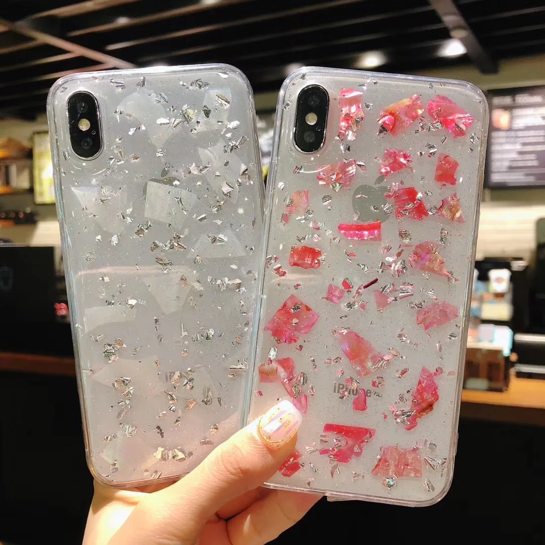 Роскошные блестящие телефонные чехлы из золотой фольги для iPhone X 8 8Plus мягкий