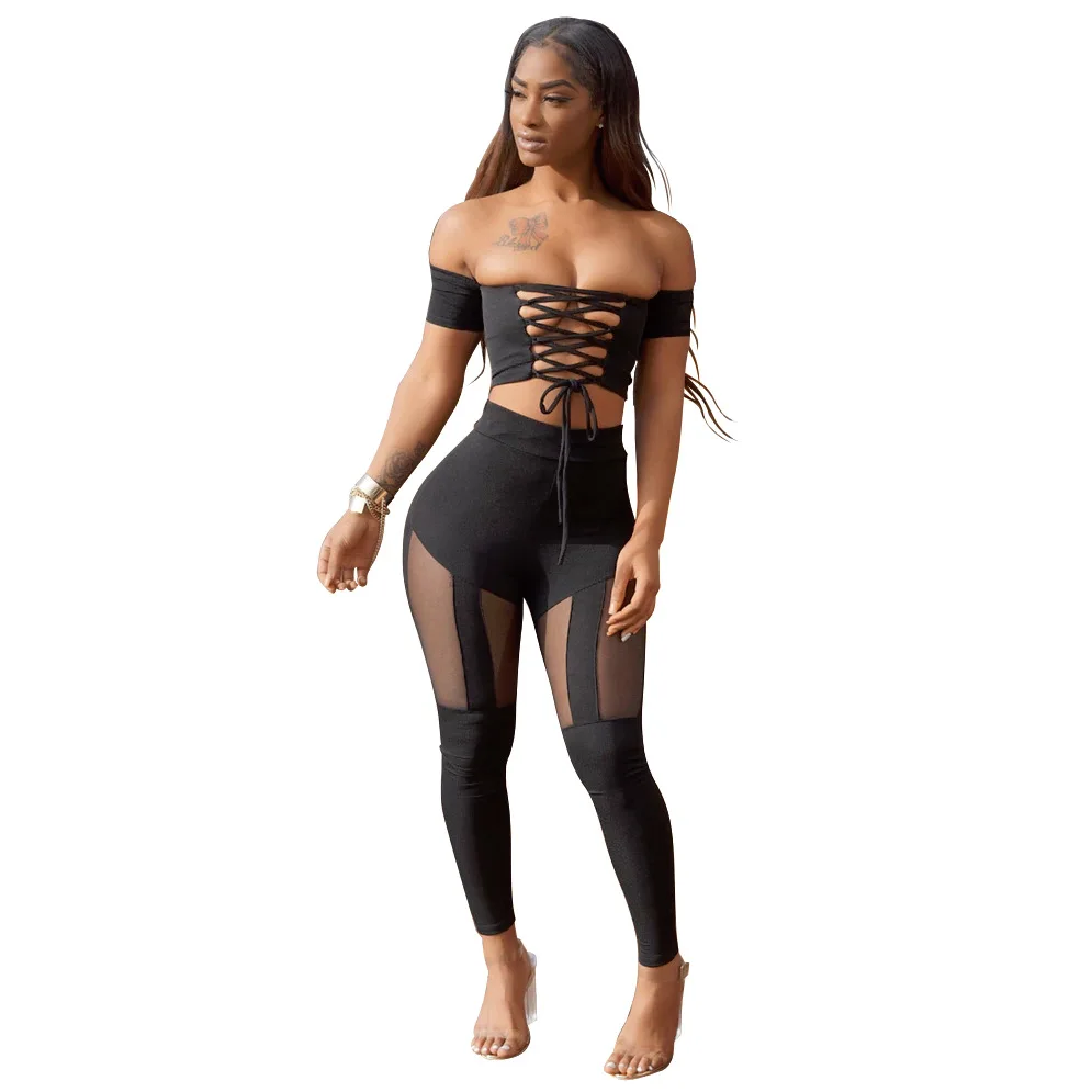 Хит Женский Сексуальный Топ без бретелек с длинными брюками женские Клубные