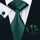 Мужской галстук, зеленый однотонный галстук из 100% шелка, жаккардовые запонки