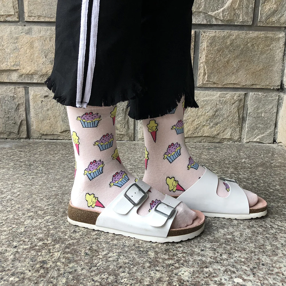YEADU, женские носки, Harajuku, 85% хлопок, милые, сумасшедшие, счастливые, Мультяшные, розовые, милые, забавные, новинка, Kawaii, кот, инопланетянин, единорог, для девочек
