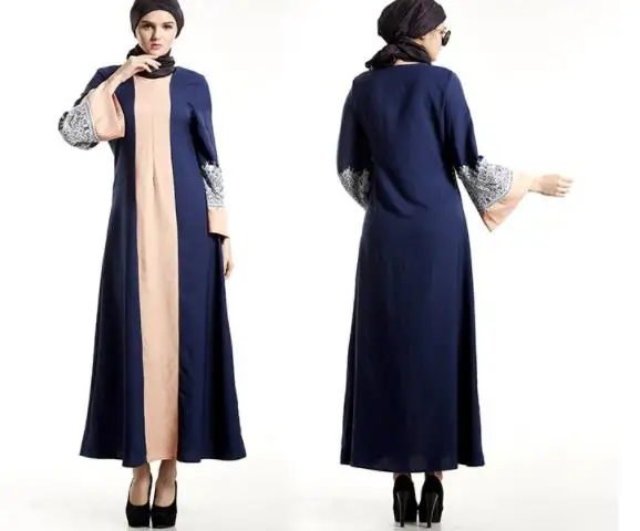 muslim dresses gown loose lace women clothing slim long sleeve arab robe malaysia 5369 | Женская одежда
